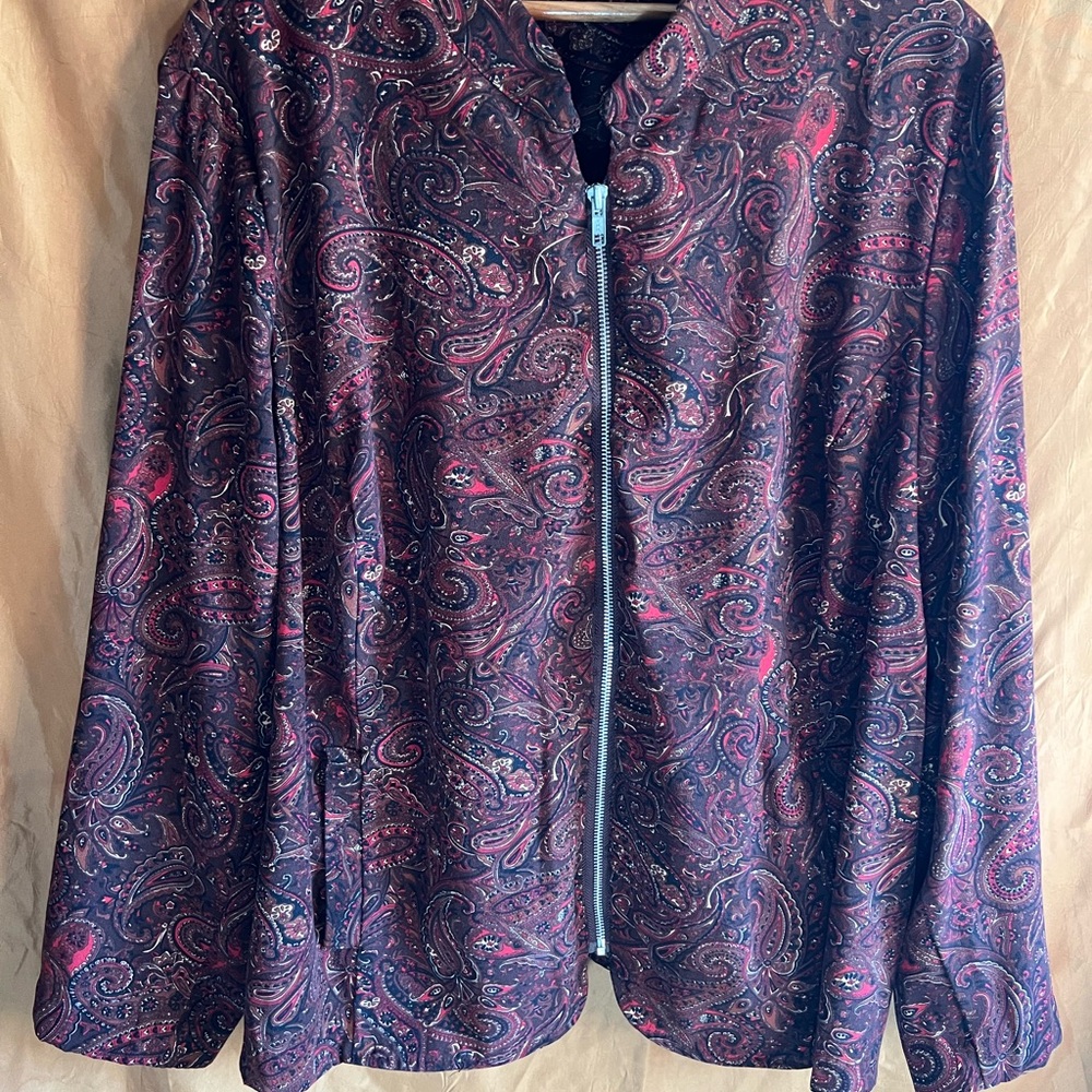Vintage Paisley Women's Jacket Zip XL Plus Size